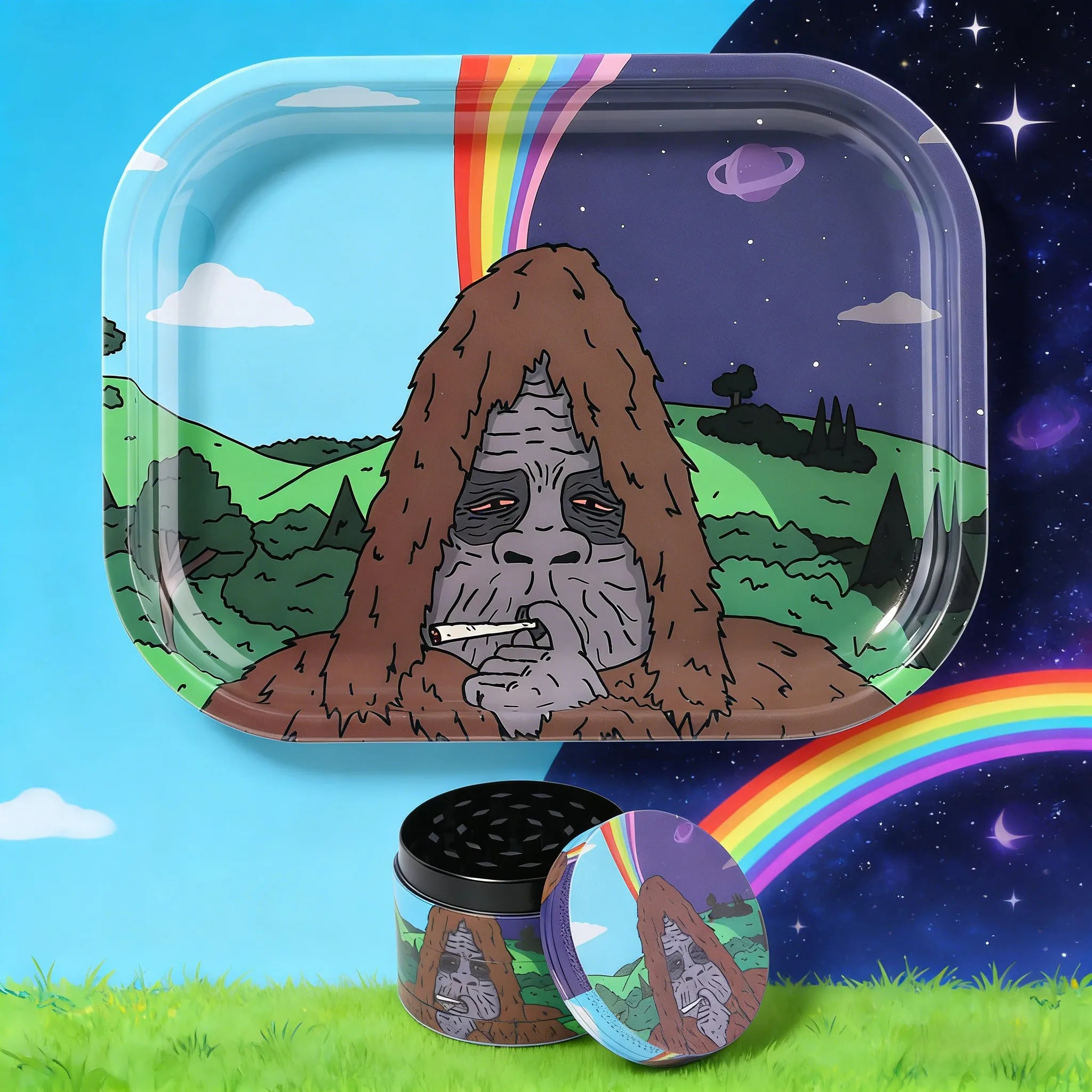 Kit bandeja de bolar de metal com dichavador 4 partes CulturaPuff