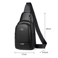Bolsa transversal com dimensões otimizadas (30cm altura), ideal para portabilidade e design ergonômico.