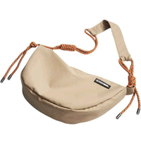 Shoulder Bag bege com alça de corda exclusiva, destacando o design exclusivo e o Alto Valor da bolsa impermeável.