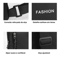 Detalhes de Alto Valor com conexão reforçada da alça e zíper suave e confiável, garantindo durabilidade e segurança.