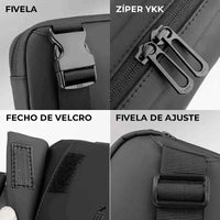 Painel de detalhes com Zíper YKK e fecho de velcro, reforçando a durabilidade e o sistema de segurança de acesso rápido.