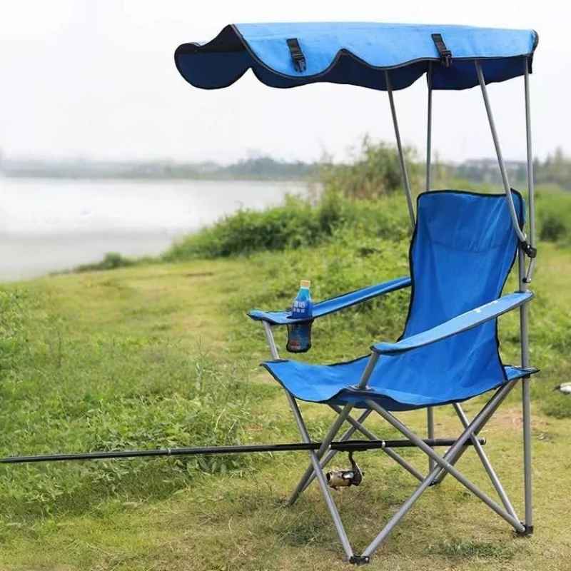 Cadeira Camping Dobrável Com Guarda-Sol | Guardian vista lateral do lado do rio