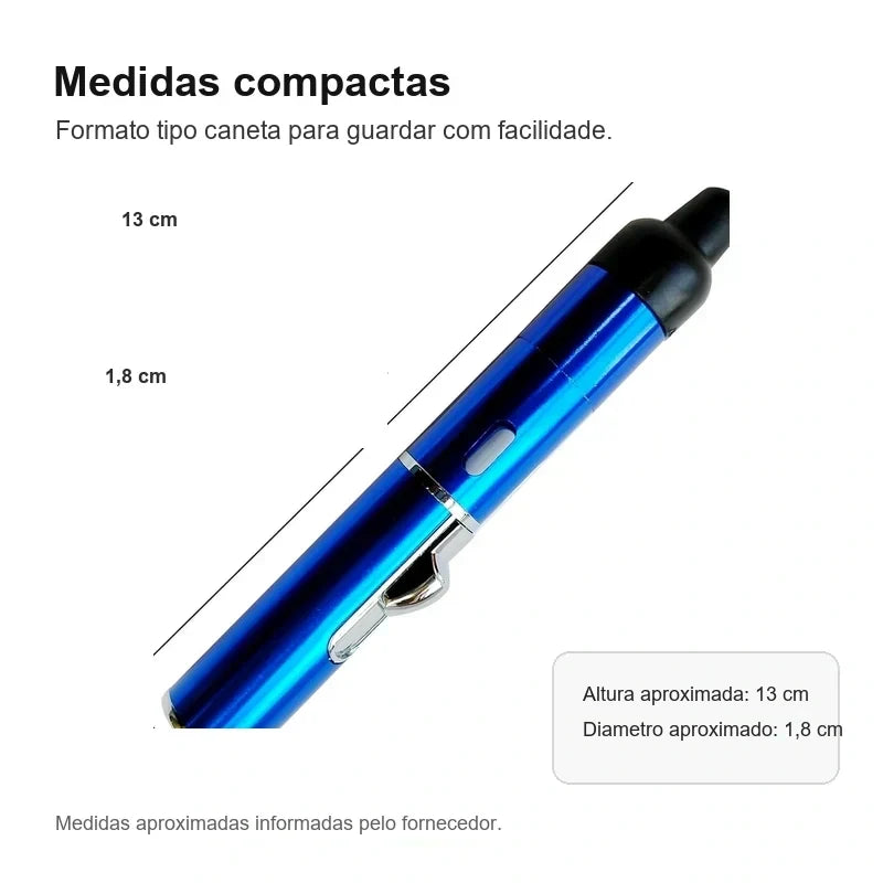 Medidas compactas da Caneta Puff Select Azul
