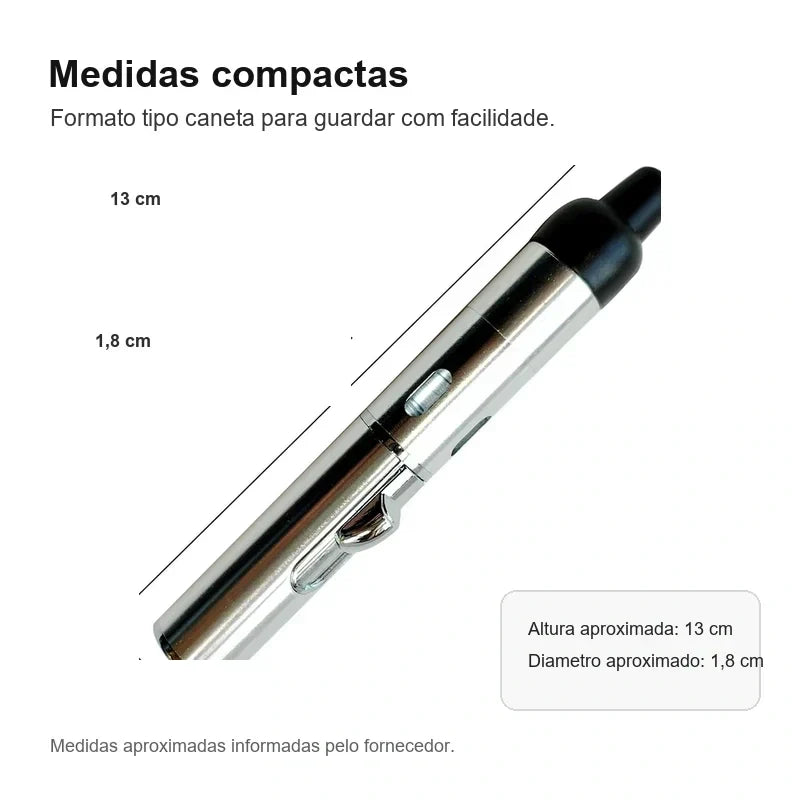 Medidas compactas da Caneta Puff Select Prata