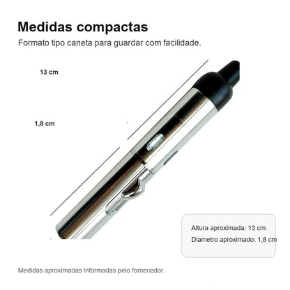 Medidas compactas da Caneta Puff Select Prata