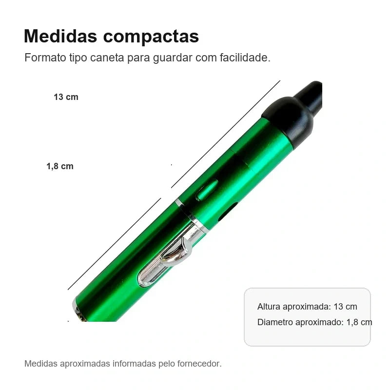 Medidas compactas da Caneta Puff Select Verde