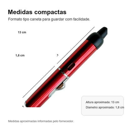 Medidas compactas da Caneta Puff Select Vermelha