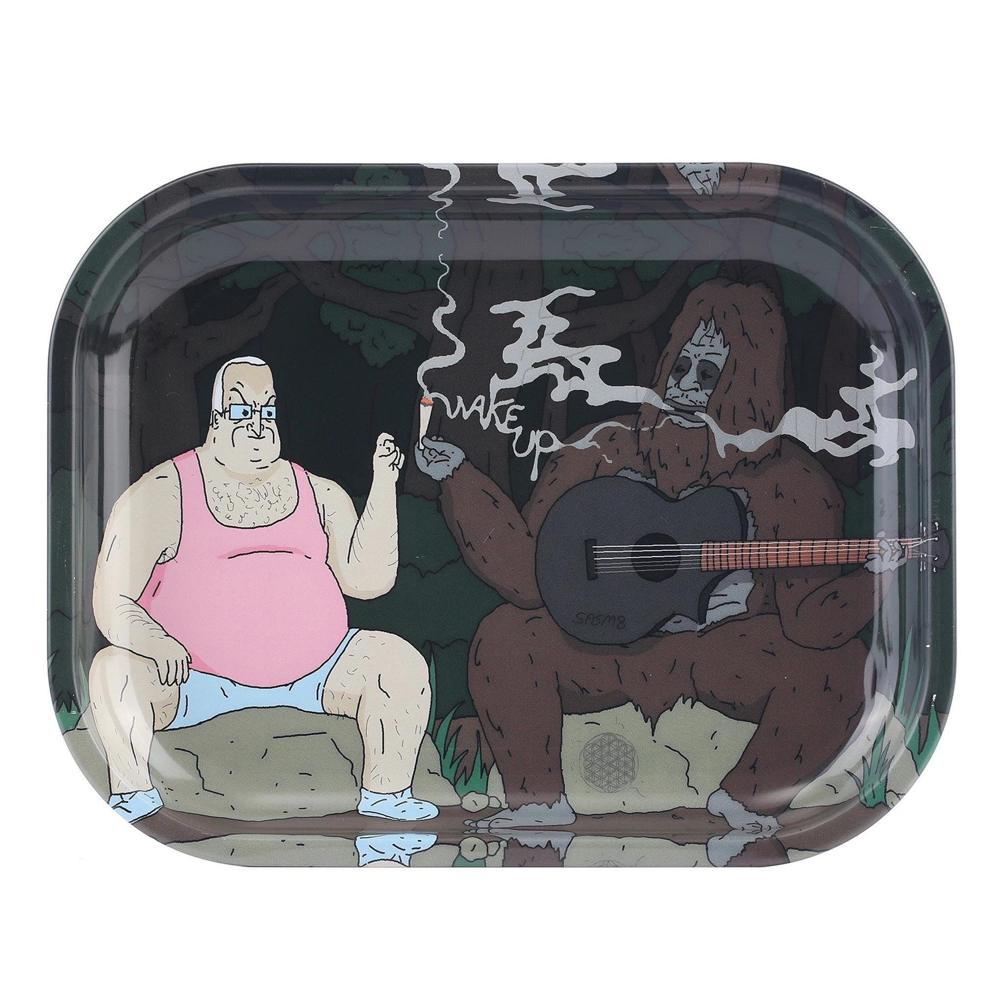 Bandeja de bolar em metal estampada 18x14cm vista de cima