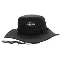 Chapéu pescador Puff Explorer preto, design tático com corda de ajuste, priorizando durabilidade e segurança.