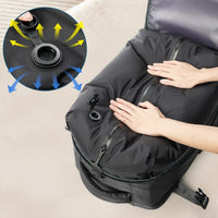 Detalhe da válvula de retenção, mostrando o controle de ar e a tecnologia hermética para segurança da compressão.