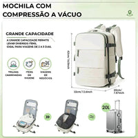 Mochila 20L com grande capacidade, ideal para viagens de 2 a 3 dias e trilhas, otimizando a organização.