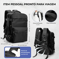 Vista traseira da mochila, destacando o material de amortecimento com forro 3D e as alças resistentes para conforto ergonômico.
